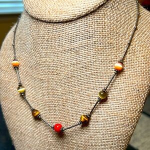 Vintage Southwestern liquid silver cats eye bead necklace
